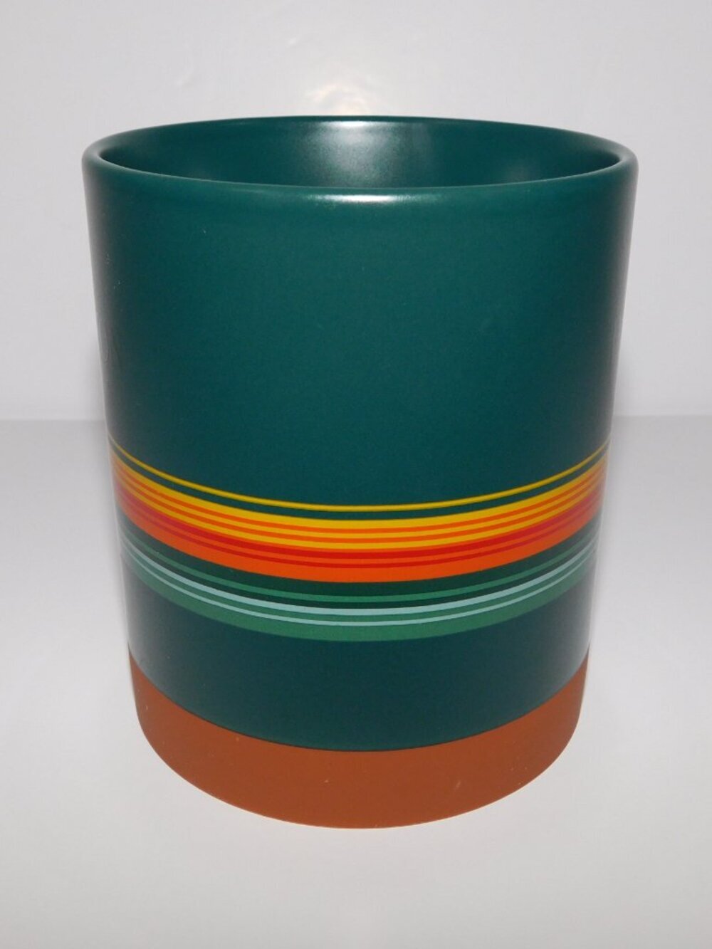 Pendleton striped Ceramic Coffee Tea Mug Green Brown Yellow Orange 18 oz - Picture 5 of 8